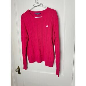 Brooks Brothers Pink Lightweight Cable Knit Preppy Crewneck Sweater Women's XL